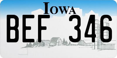 IA license plate BEF346