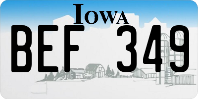 IA license plate BEF349