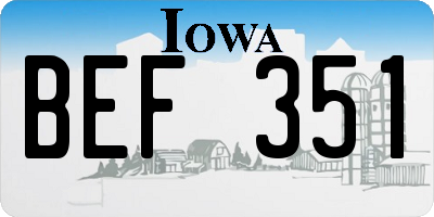 IA license plate BEF351