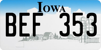 IA license plate BEF353