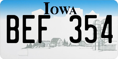 IA license plate BEF354