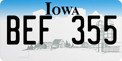 IA license plate BEF355