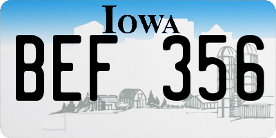IA license plate BEF356