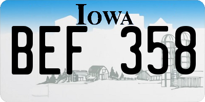 IA license plate BEF358
