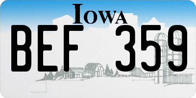 IA license plate BEF359