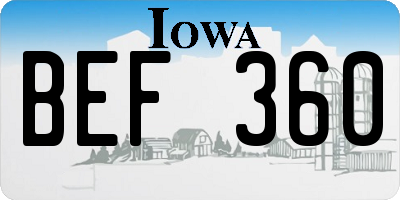 IA license plate BEF360