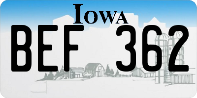 IA license plate BEF362