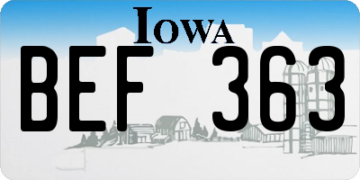 IA license plate BEF363