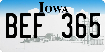 IA license plate BEF365