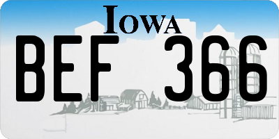 IA license plate BEF366