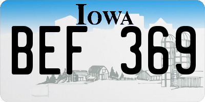 IA license plate BEF369