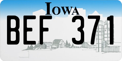 IA license plate BEF371