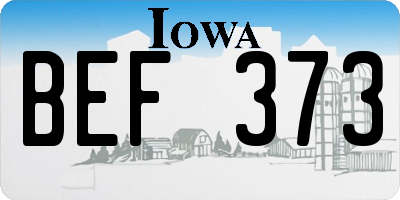 IA license plate BEF373
