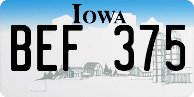 IA license plate BEF375