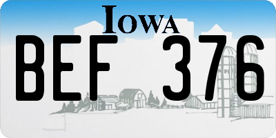 IA license plate BEF376