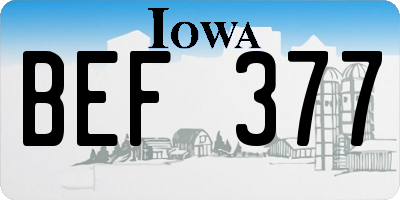 IA license plate BEF377
