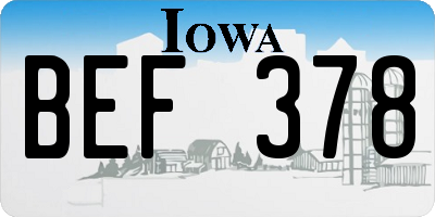 IA license plate BEF378