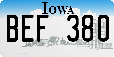 IA license plate BEF380
