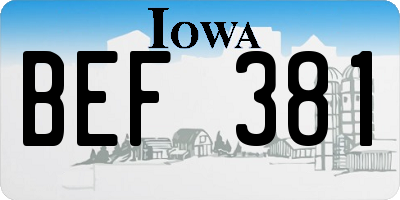 IA license plate BEF381