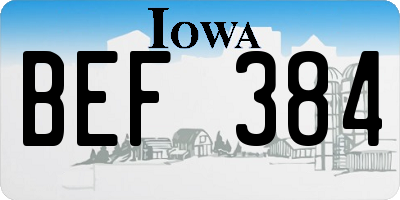 IA license plate BEF384