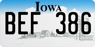 IA license plate BEF386