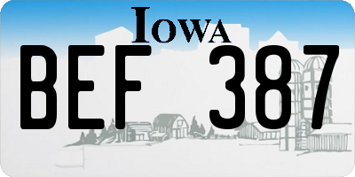 IA license plate BEF387