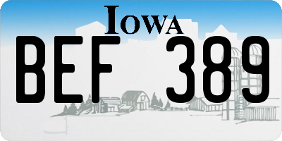 IA license plate BEF389