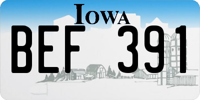 IA license plate BEF391