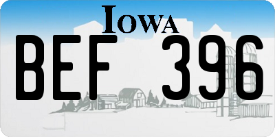 IA license plate BEF396