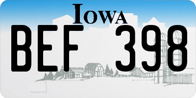 IA license plate BEF398