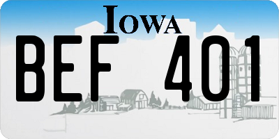 IA license plate BEF401