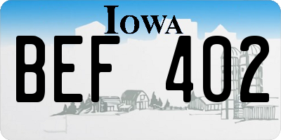 IA license plate BEF402