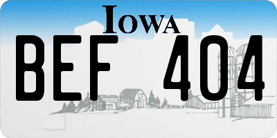 IA license plate BEF404