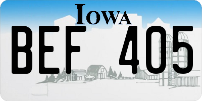 IA license plate BEF405