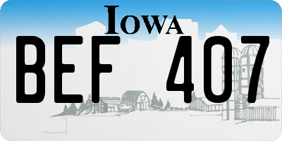 IA license plate BEF407