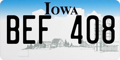 IA license plate BEF408