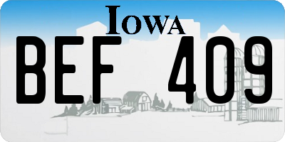 IA license plate BEF409