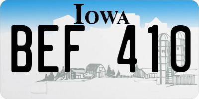IA license plate BEF410