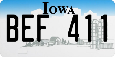 IA license plate BEF411