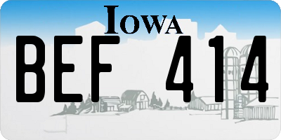 IA license plate BEF414