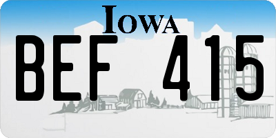 IA license plate BEF415