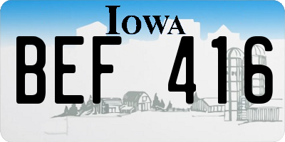 IA license plate BEF416