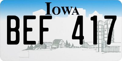 IA license plate BEF417