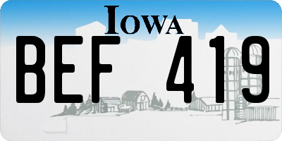 IA license plate BEF419
