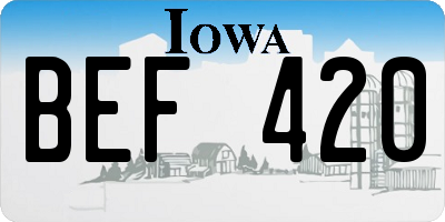 IA license plate BEF420