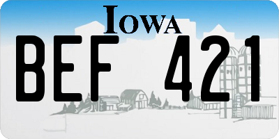 IA license plate BEF421