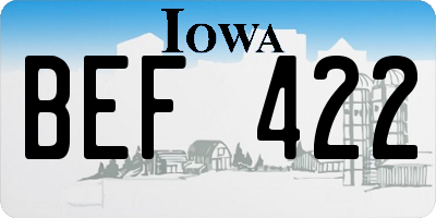 IA license plate BEF422
