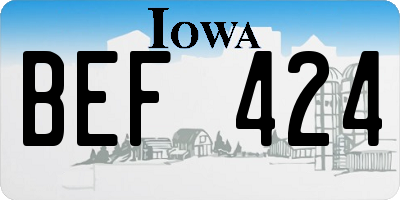 IA license plate BEF424