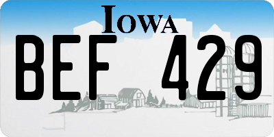 IA license plate BEF429