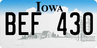 IA license plate BEF430